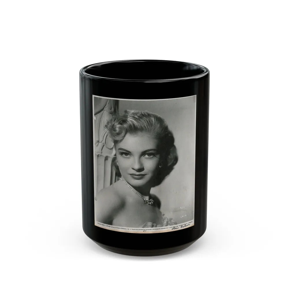 Lori Nelson #59 - Printed & Scanned (Vintage Female Icon) Black Coffee Mug-15oz-Go Mug Yourself