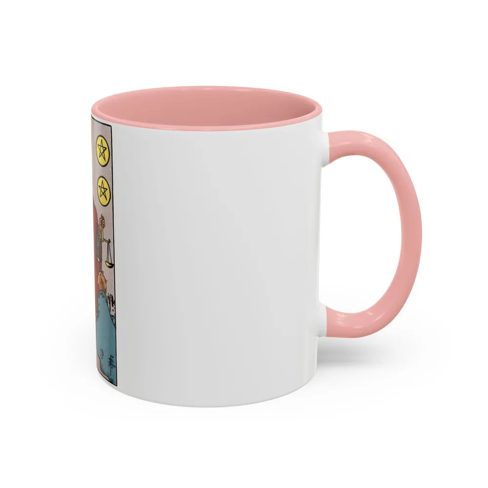 The 6 of Pentacles (Tarot Card) Accent Coffee Mug-Go Mug Yourself