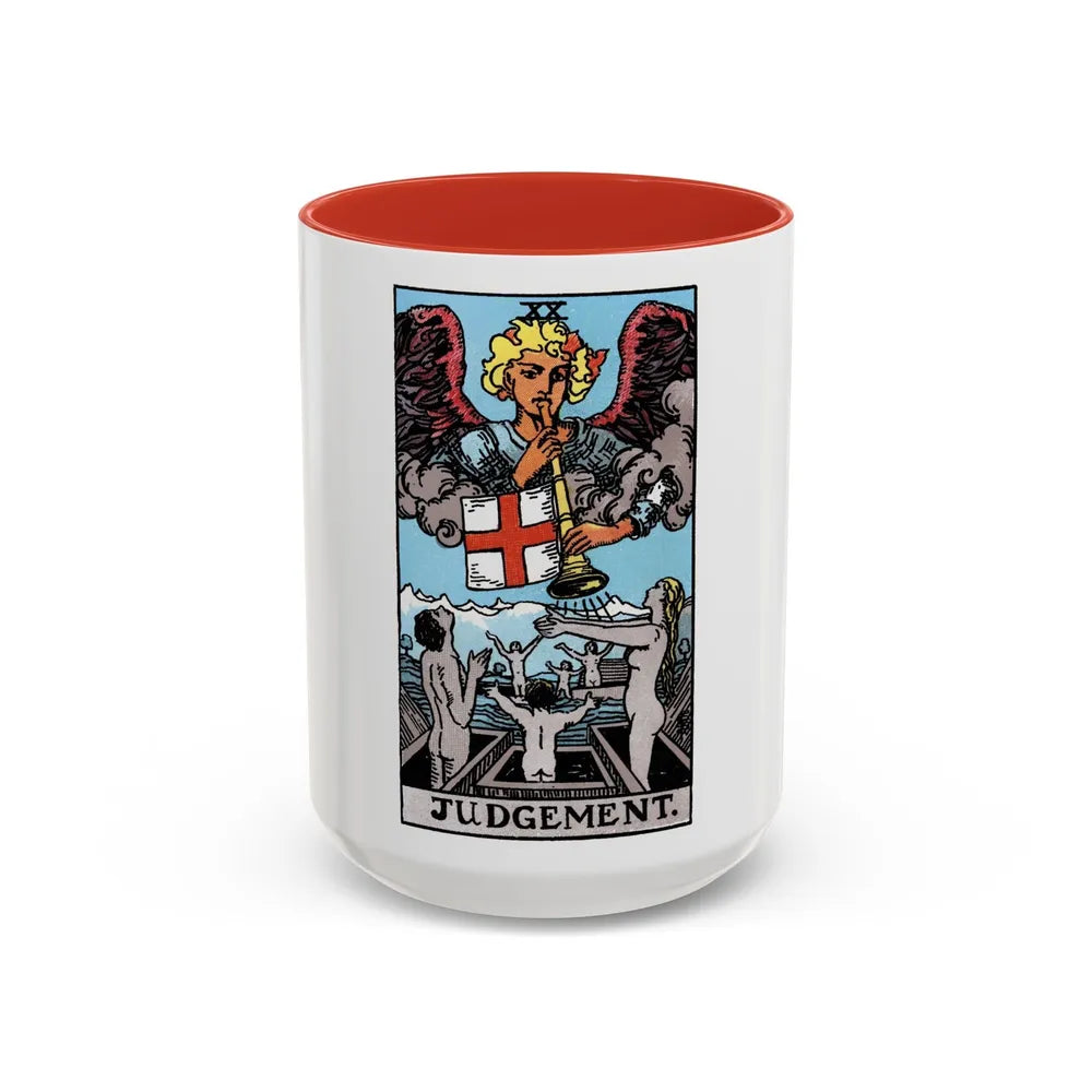 Judgement (Tarot Card) Accent Coffee Mug-15oz-Red-Go Mug Yourself