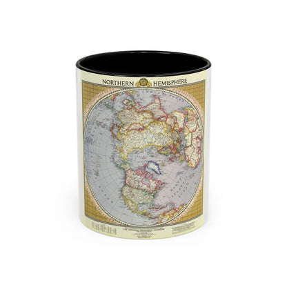 Northern Hemisphere (1946) (Map) Accent Coffee Mug-11oz-Black-Go Mug Yourself