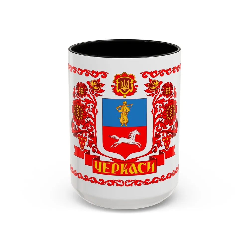 Flag of Cherkasy Ukraine - Accent Coffee Mug-15oz-Black-Go Mug Yourself