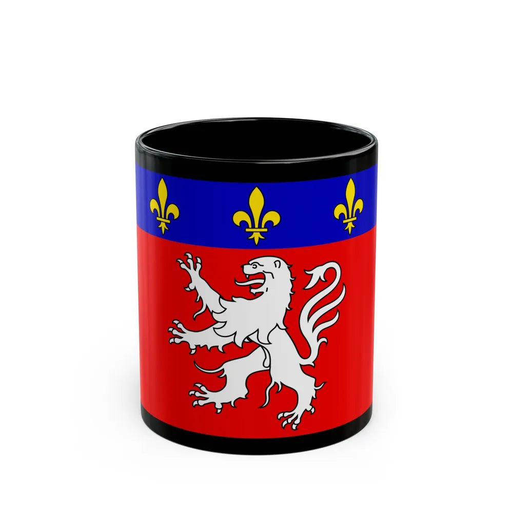 Flag of Grand Lyon France 2 - Black Coffee Mug-11oz-Go Mug Yourself