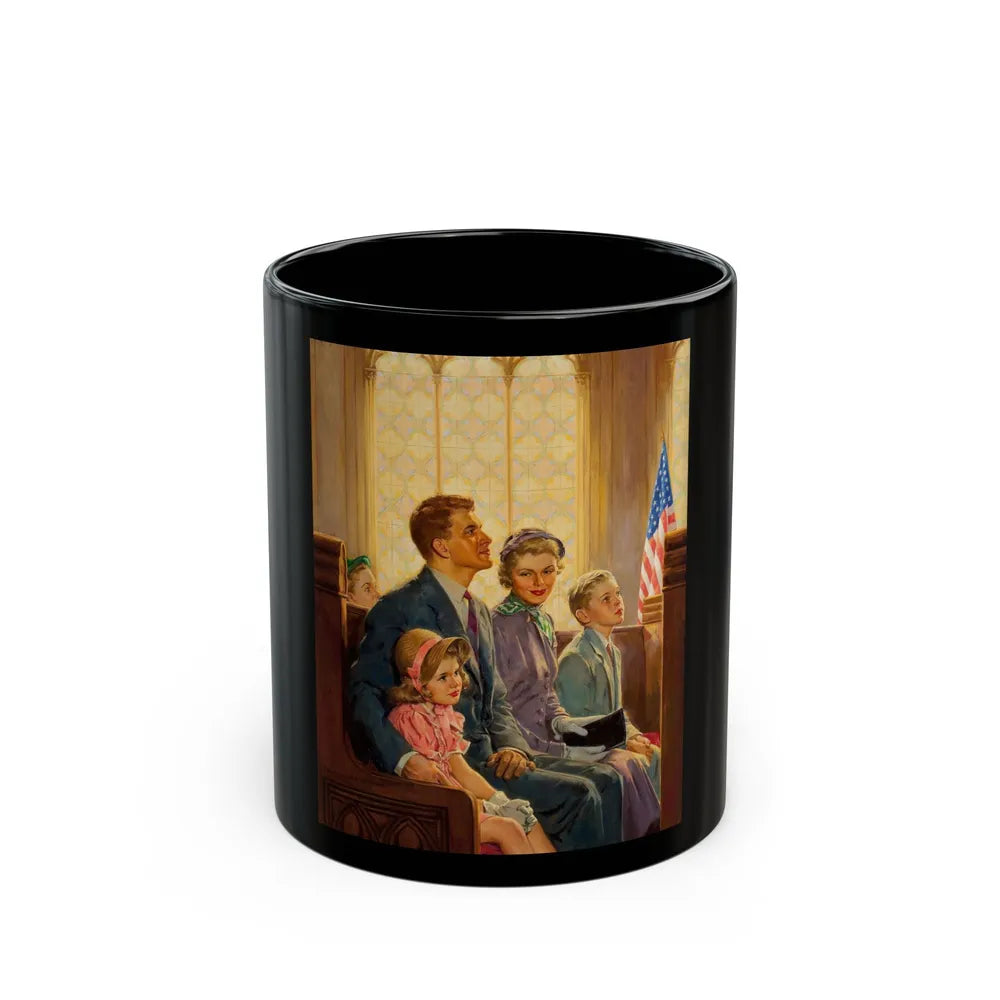 Family at Church - Black Coffee Mug-11oz-Go Mug Yourself