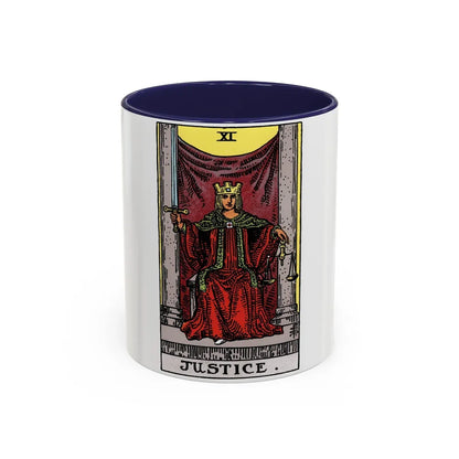 Justice (Tarot Card) Accent Coffee Mug-11oz-Navy-Go Mug Yourself