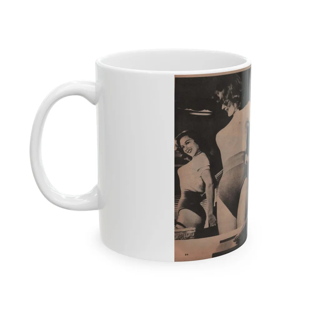 Penny Duncan #18 - [Pages 94 & 95] Pages 5 & 6 of 9 with, Penny+3 B&W Photos & 1 Caption from Fotos Digest Mag. '56 (Vintage Female Icon) White Coffee Mug-Go Mug Yourself