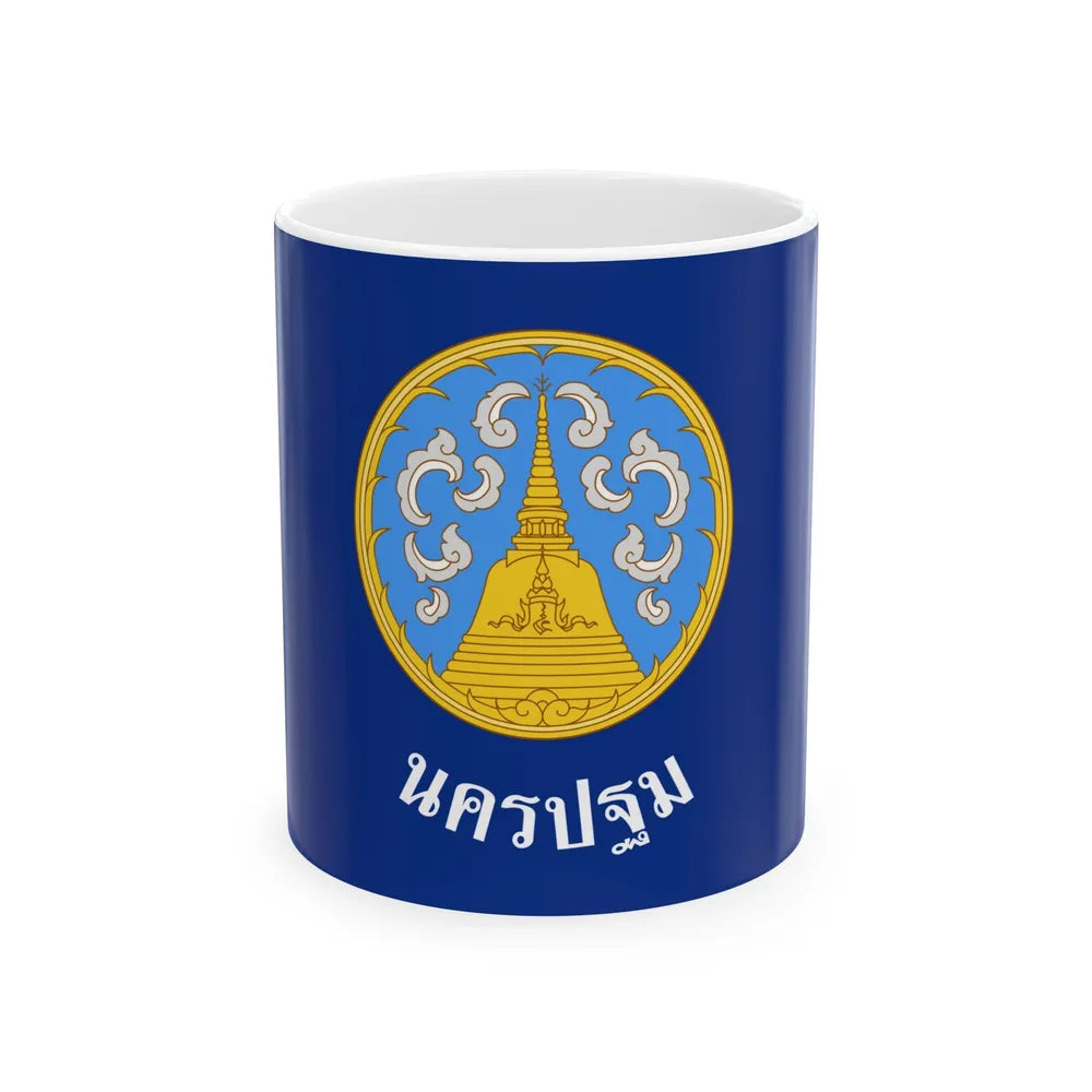 Flag of Nakhon Pathom Province Thailand - White Coffee Mug-11oz-Go Mug Yourself