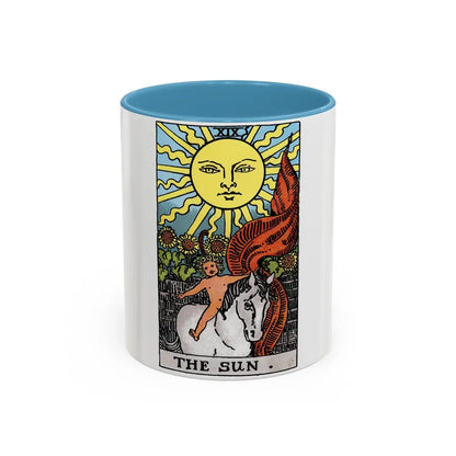 The Sun (Tarot Card) Accent Coffee Mug-11oz-Light Blue-Go Mug Yourself