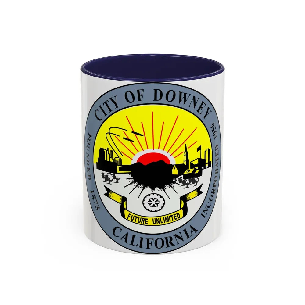 Seal of Downey California - Accent Coffee Mug-11oz-Navy-Go Mug Yourself