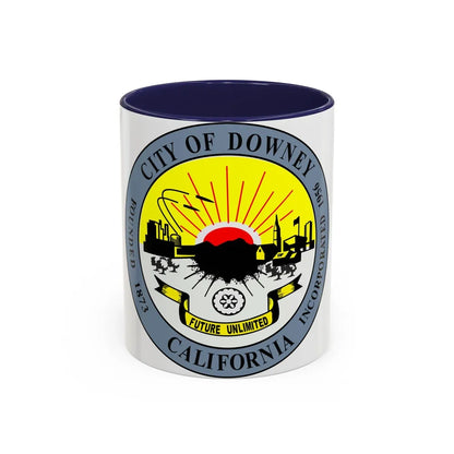 Seal of Downey California - Accent Coffee Mug-11oz-Navy-Go Mug Yourself