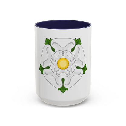 White Rose Badge of York - Accent Coffee Mug-15oz-Navy-Go Mug Yourself