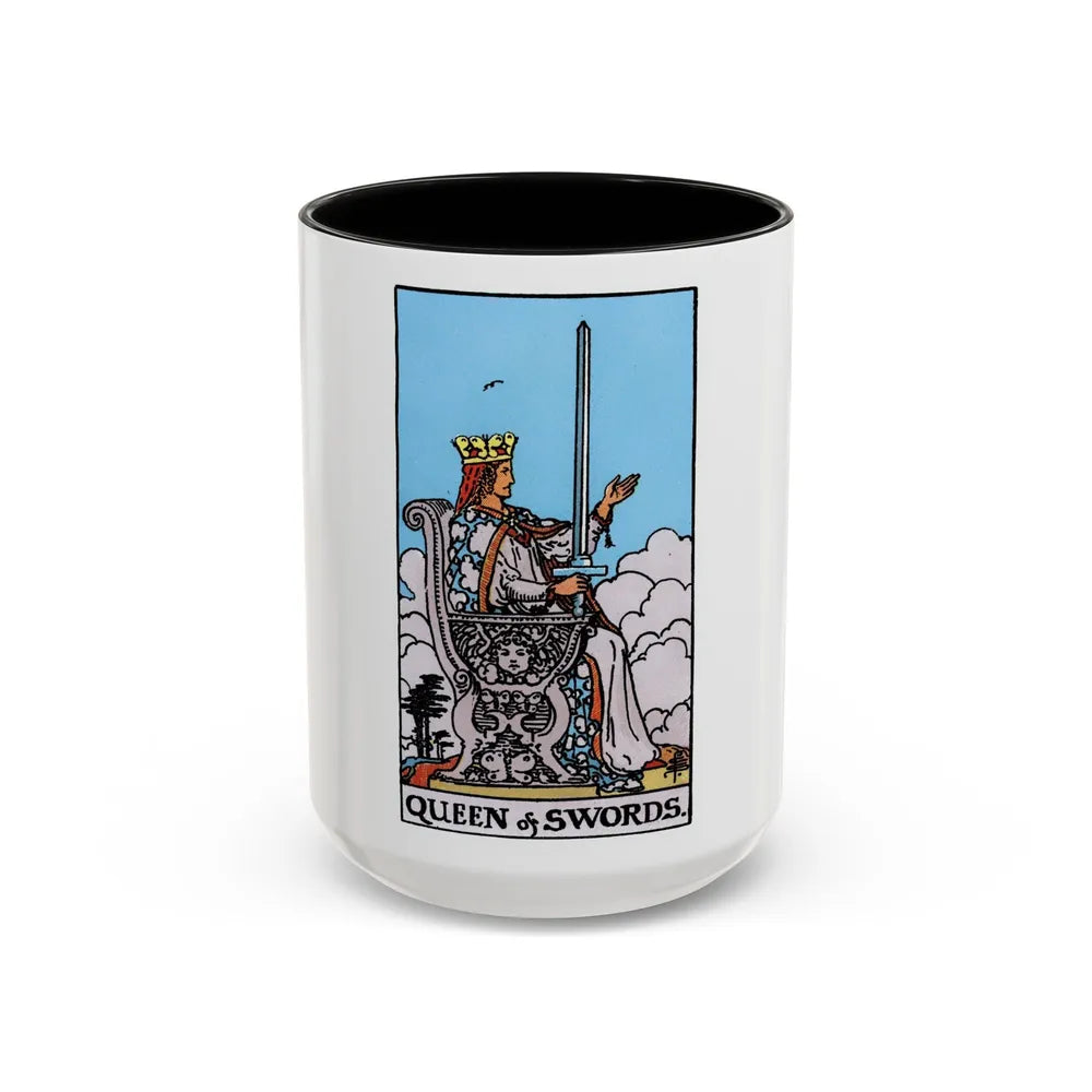 The Queen of Swords (Tarot Card) Accent Coffee Mug-15oz-Black-Go Mug Yourself