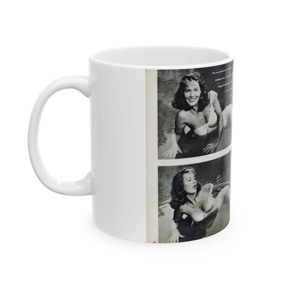 Penny Duncan #48 - [Pages 22 & 23] Pages 3 & 4 of 4 with, Penny+3 B&W Photos & 1 Caption from Stag Mag. April '561 (Vintage Female Icon) White Coffee Mug-Go Mug Yourself