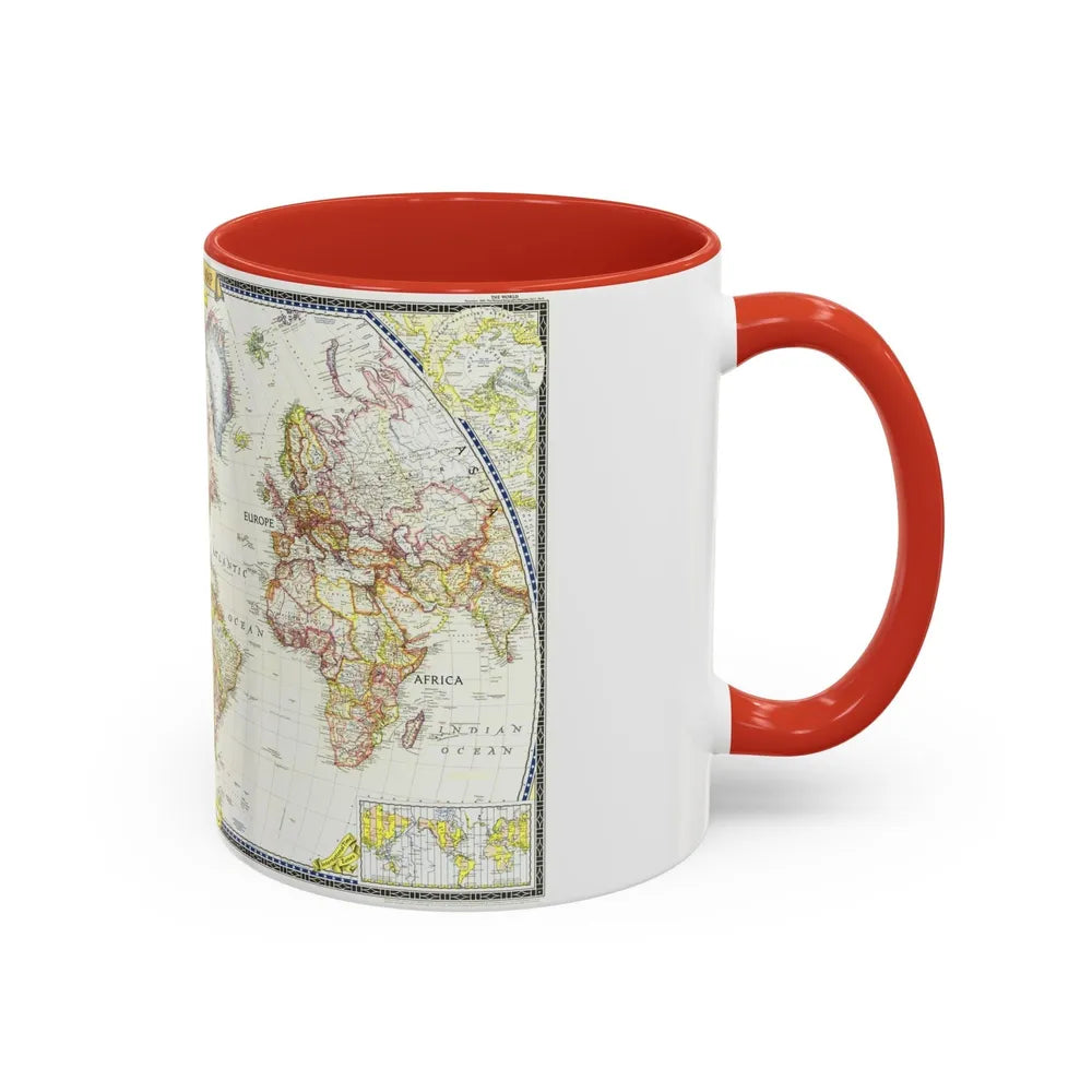 World Map (1951) (Map) Accent Coffee Mug-Go Mug Yourself