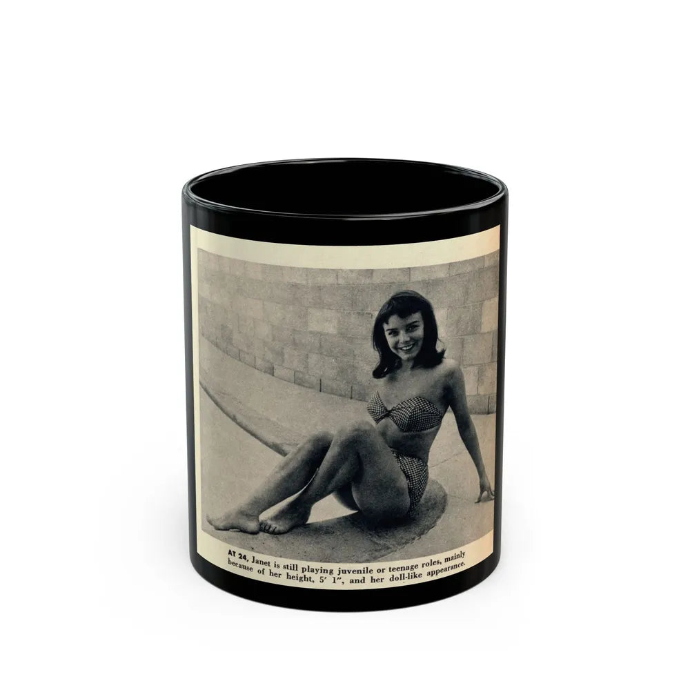 Janet Munro #34 8x10 Late 50's Magazine Page Pin-Up with Caption from Article (Vintage Female Icon) Black Coffee Mug-11oz-Go Mug Yourself