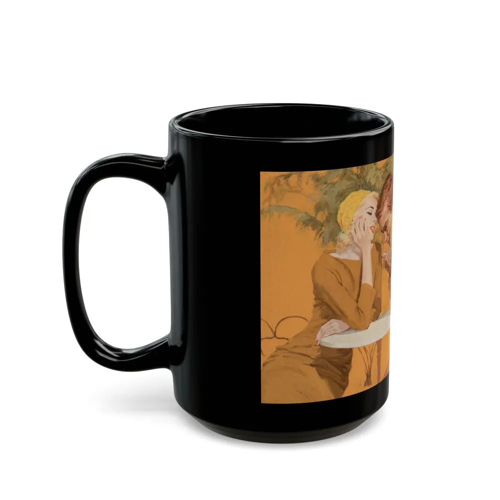 Couple at Cafe table, magazine illustration - Black Coffee Mug-Go Mug Yourself