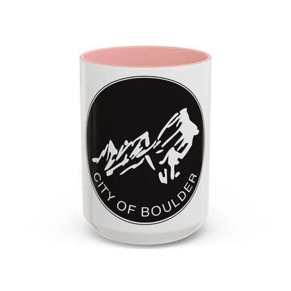 Seal of Boulder Colorado - Accent Coffee Mug-15oz-Pink-Go Mug Yourself