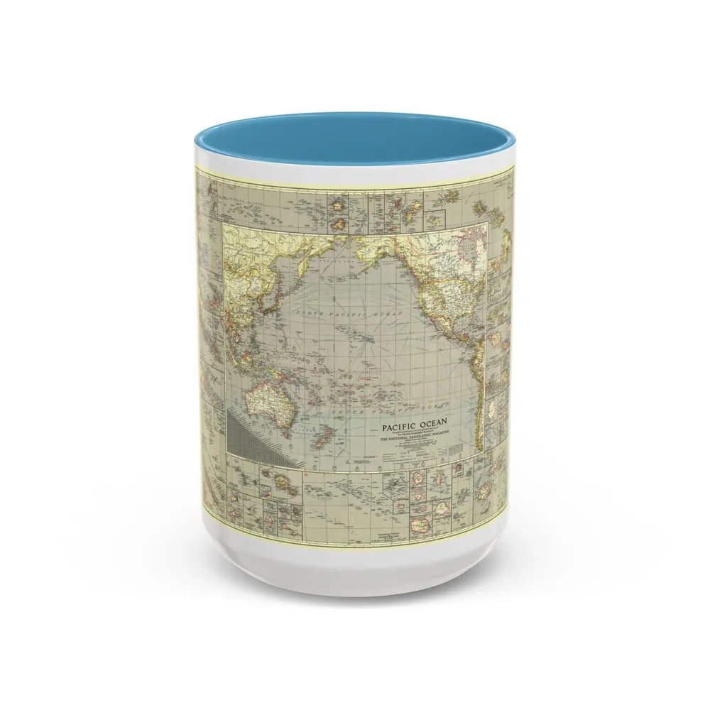 Pacific Ocean (1936) (Map) Accent Coffee Mug-15oz-Light Blue-Go Mug Yourself