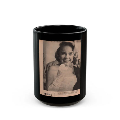 Terry Moore #575 - Magazine Page circa 50's (Vintage Female Icon) Black Coffee Mug-15oz-Go Mug Yourself