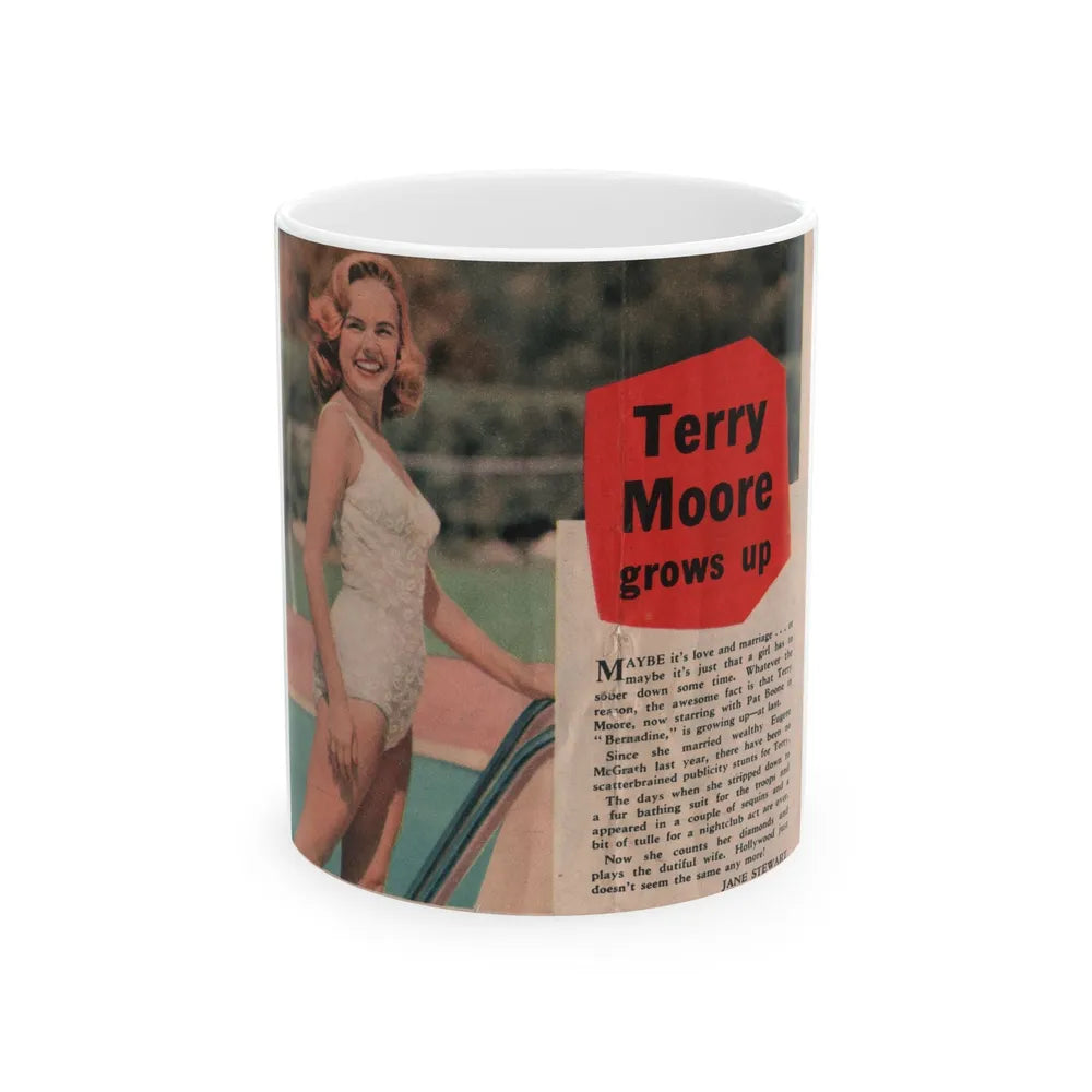 Terry Moore #535 - 5x6 Magazine Page Photo Clipping (Vintage Female Icon) White Coffee Mug-11oz-Go Mug Yourself