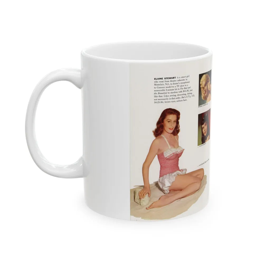 Elaine Stewart #138 - Modern Screen Pin-Ups Magazine Issue #1 (Vintage Female Icon) White Coffee Mug-Go Mug Yourself