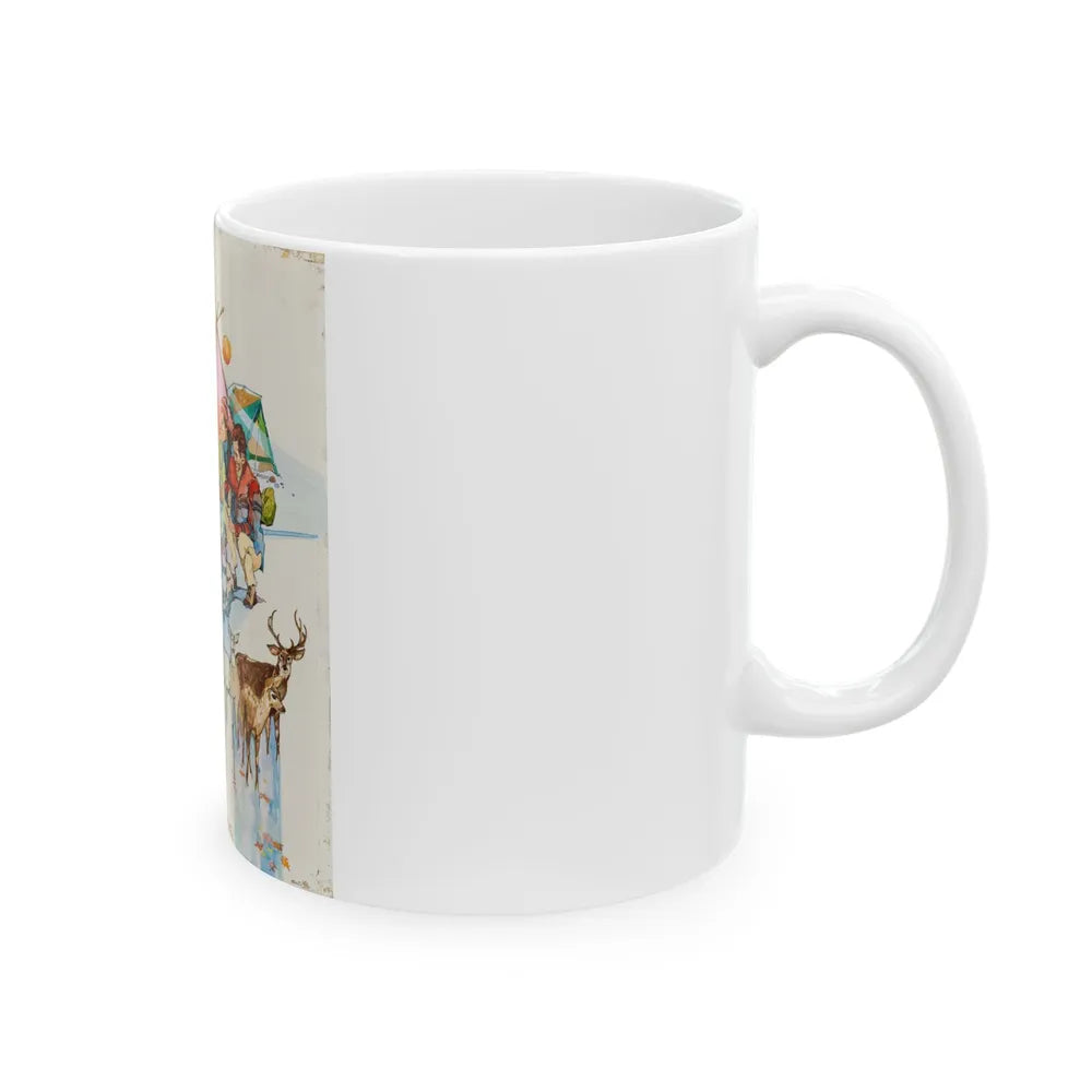 Camping Adventure Illustration - White Coffee Mug-Go Mug Yourself