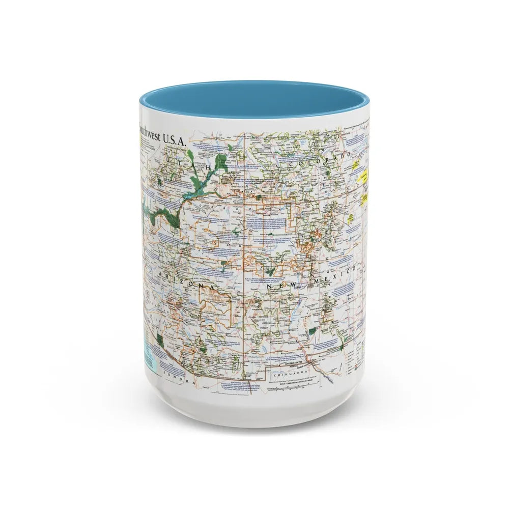 USA - Southwest (1992) (Map) Accent Coffee Mug-15oz-Light Blue-Go Mug Yourself