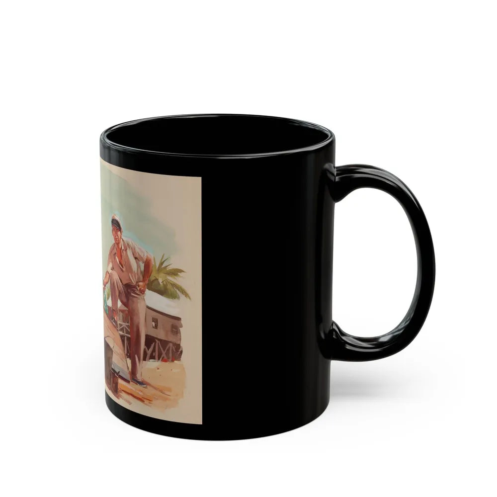 Discussing Strategy, Saturday Evening Post story illustration, circa 1940s - Black Coffee Mug-Go Mug Yourself