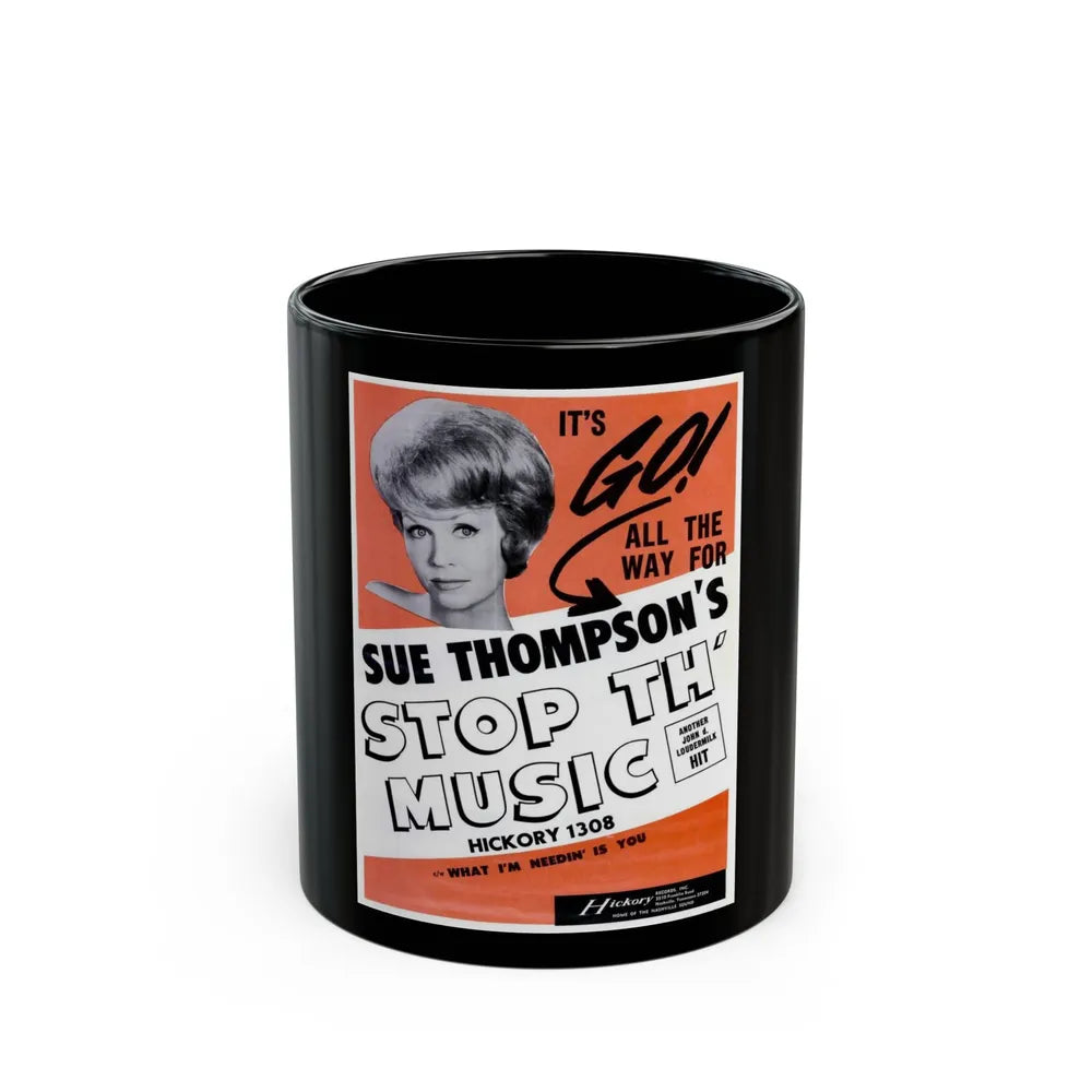 Sue Thompson 1965 (Music Poster) Black Coffee Mug-11oz-Go Mug Yourself