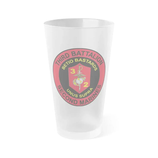 3rd Battaltion 2nd Marines (USMC) Frosted Pint Glass 16oz Default Title - Go Mug Yourself