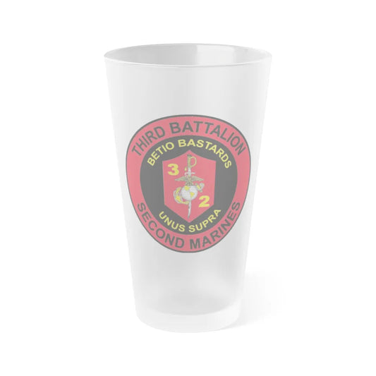 3rd Battaltion 2nd Marines (USMC) Frosted Pint Glass 16oz-Go Mug Yourself