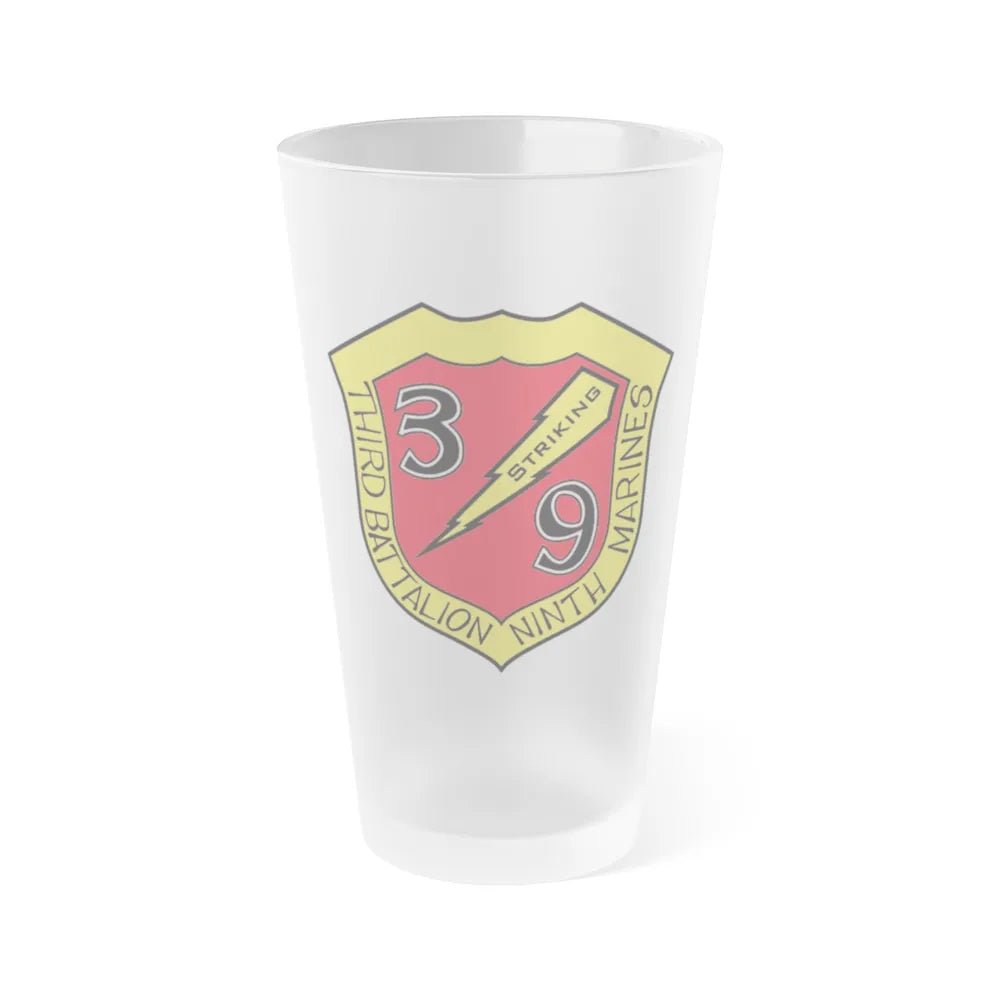 3rd Bn 9th Marines (USMC) Frosted Pint Glass 16oz-Go Mug Yourself