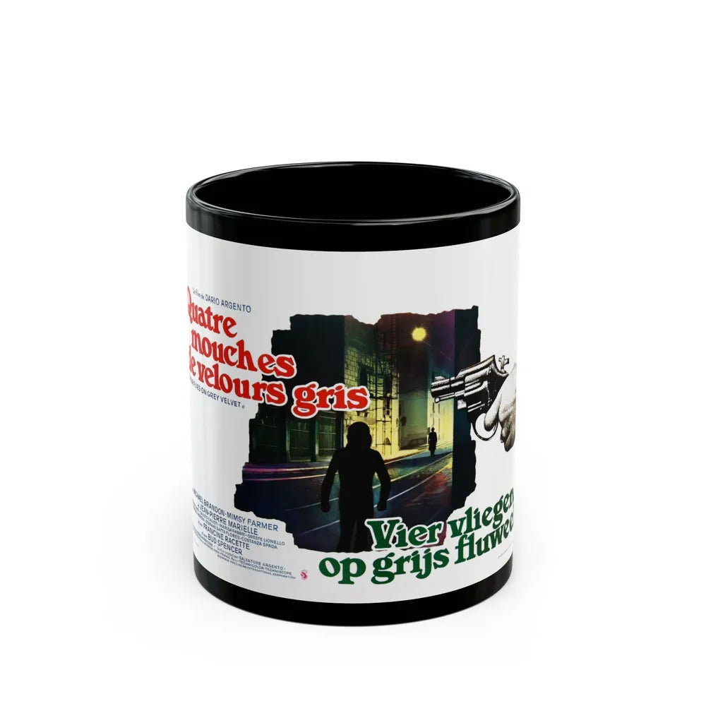 4 FLIES ON GREY VELVET (BELGIAN) 1971 Movie Poster - Black Coffee Mug-11oz-Go Mug Yourself