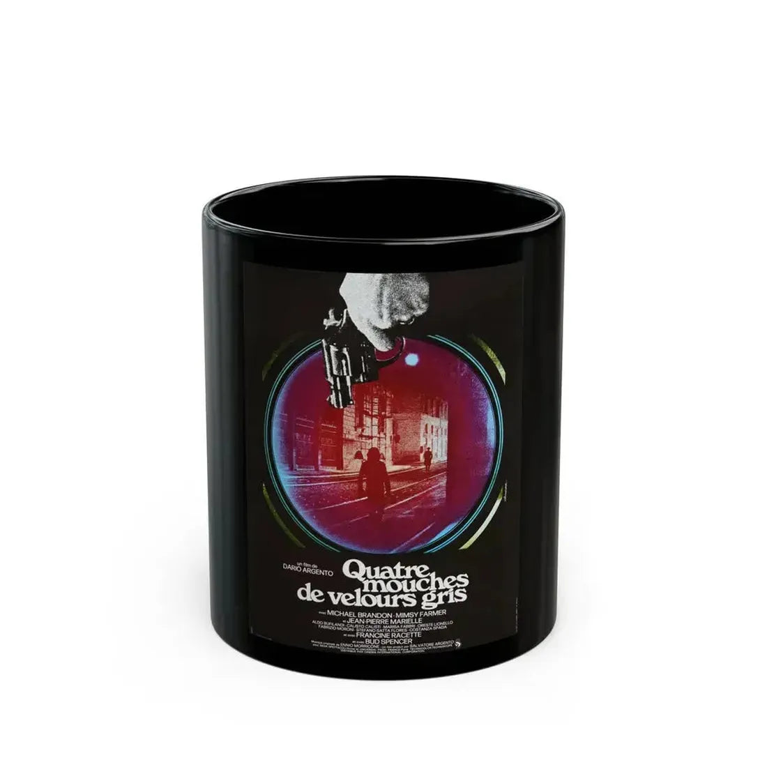 4 FLIES ON GREY VELVET (FRENCH) 1971 Movie Poster - Black Coffee Mug 11oz - Go Mug Yourself