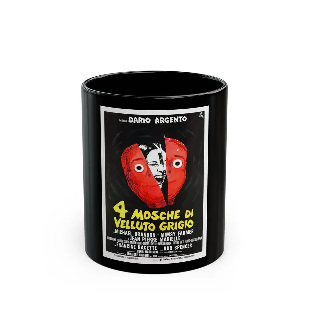 4 FLIES ON GREY VELVET (ITALIAN) 1971 Movie Poster - Black Coffee Mug-11oz-Go Mug Yourself