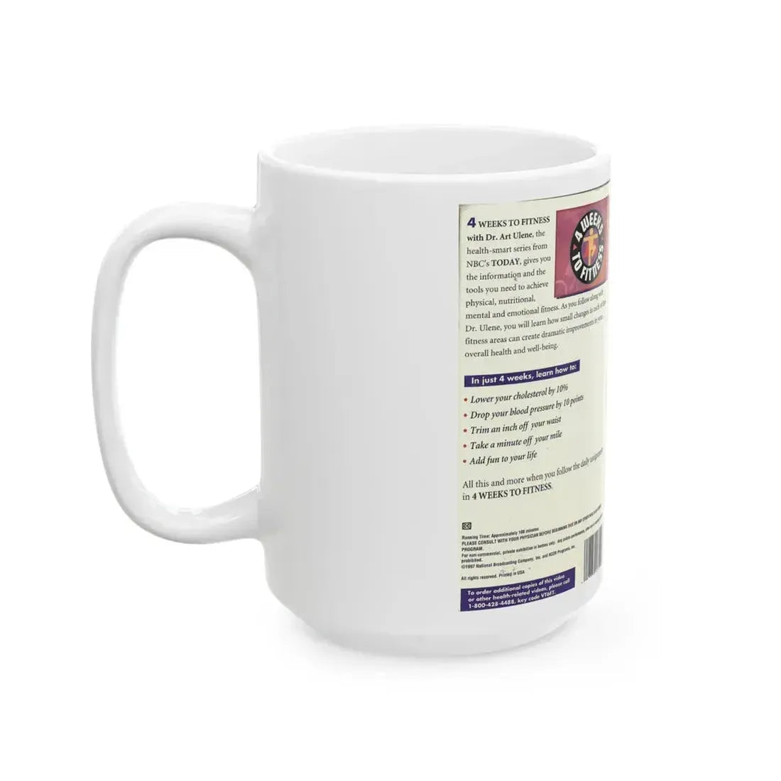 4 WEEKS TO FITNESS (VHS COVER) - White Coffee Mug - Go Mug Yourself