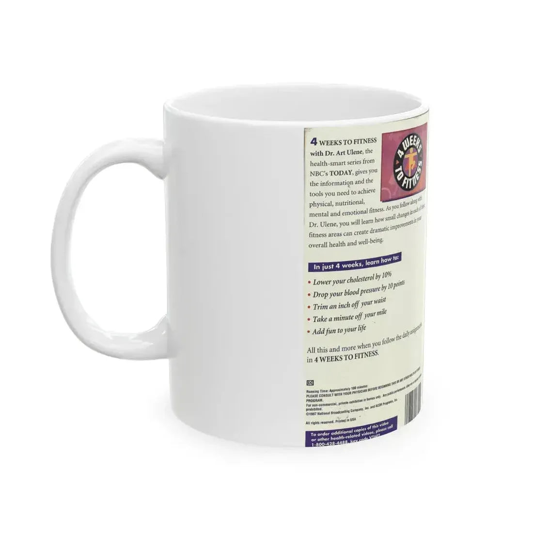 4 WEEKS TO FITNESS (VHS COVER) - White Coffee Mug - Go Mug Yourself