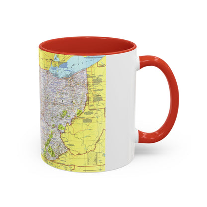 USA - Illinois, Indiana, Ohio, Kentucky 1 (1977) (Map) Accent Coffee Mug