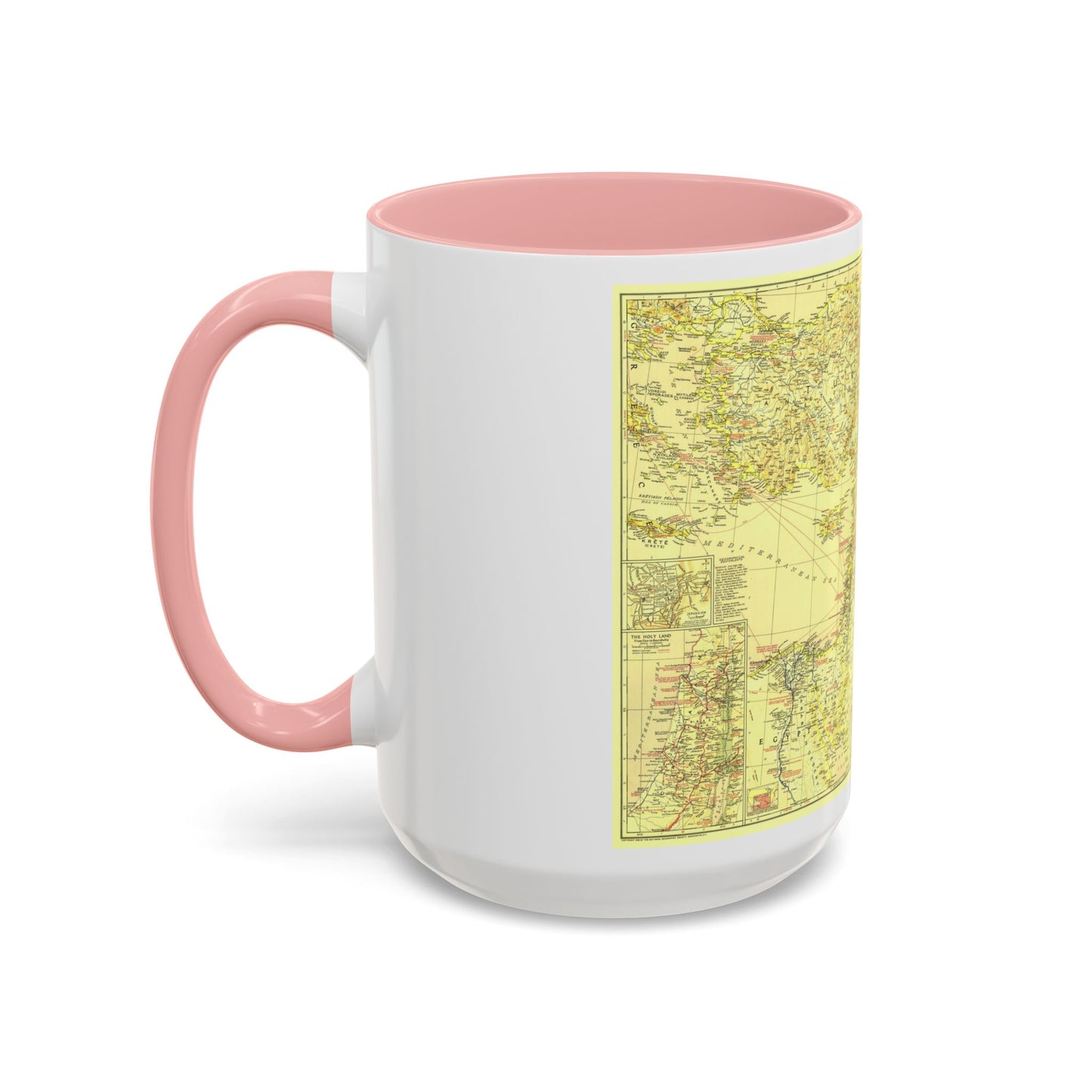 Middle East - Bible Lands and the Cradle of Western Civilization (1938) (Map) Accent Coffee Mug