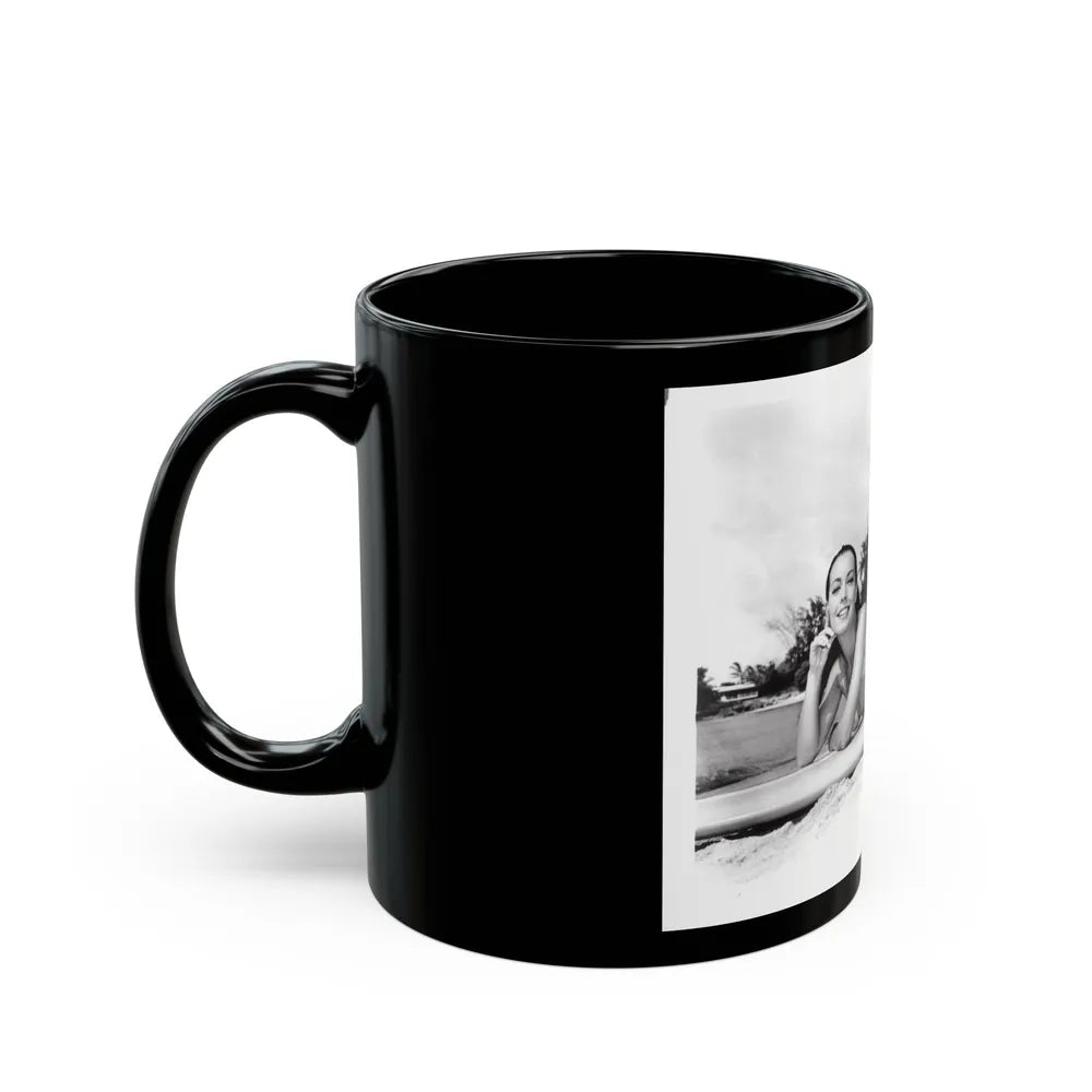 Susan Hart #18 - 8x10 B&W Cheesecake 2-Piece Swimsuit ''Ride The Wild Surf'' '64 Movie Promo Photo (Vintage Female Icon) Black Coffee Mug-Go Mug Yourself