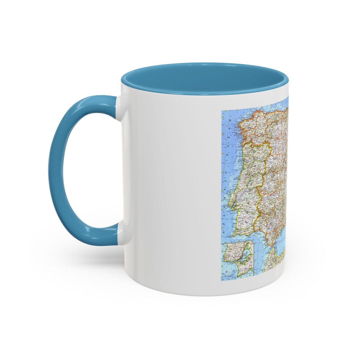 Spain and Portugal (1965) (Map) Accent Coffee Mug