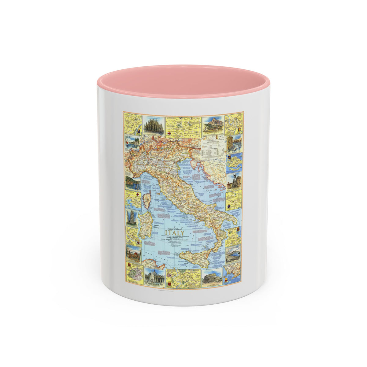 Italy - A Traveller's Map 1 (1970) (Map) Accent Coffee Mug