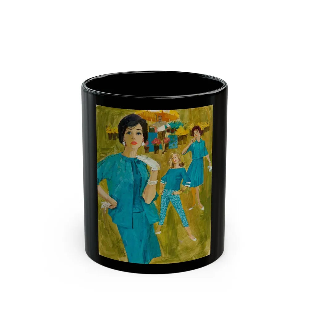 Fashion illustration - Black Coffee Mug-11oz-Go Mug Yourself