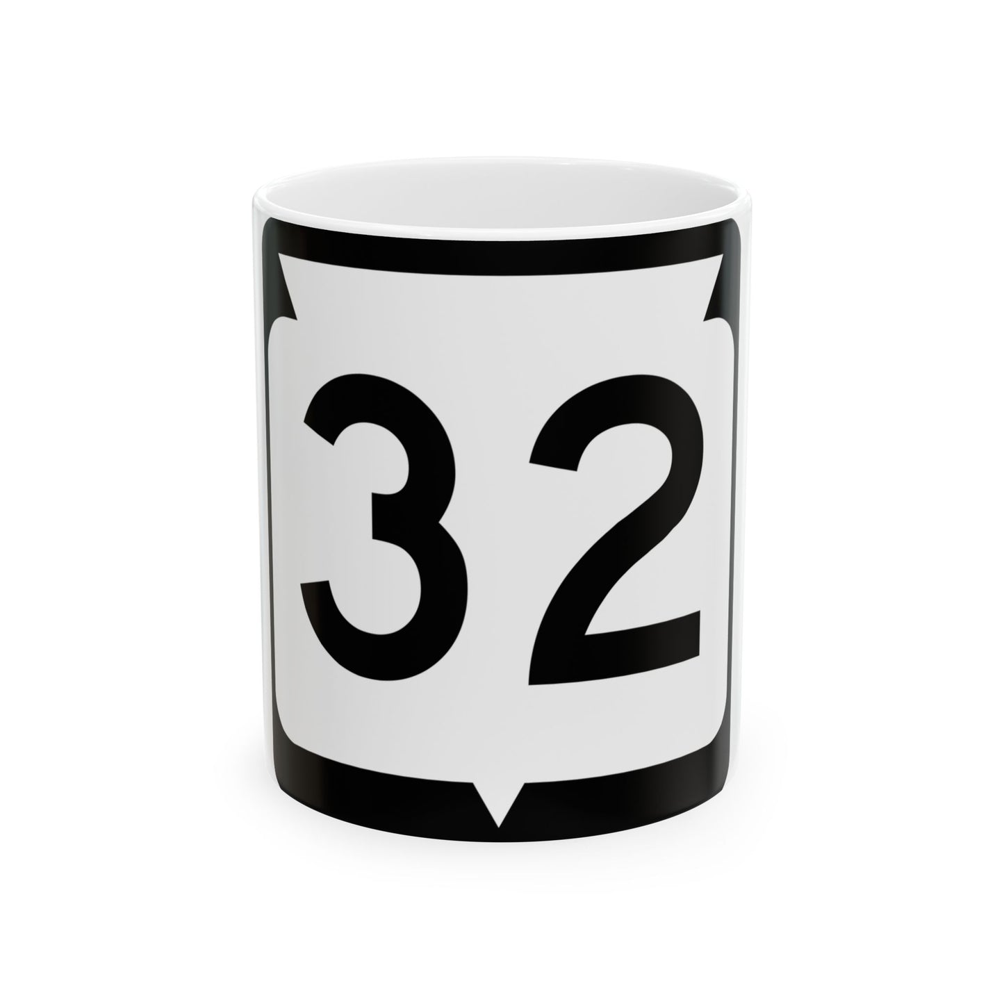 WIS 32 no arrows (Wisconsin) (Road Sign) White Coffee Mug-11oz-Go Mug Yourself