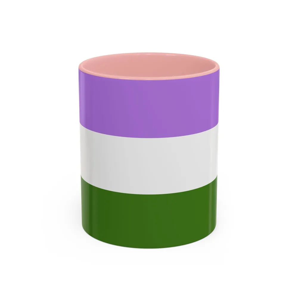 Genderqueer Pride Flag - Accent Coffee Mug-11oz-Pink-Go Mug Yourself