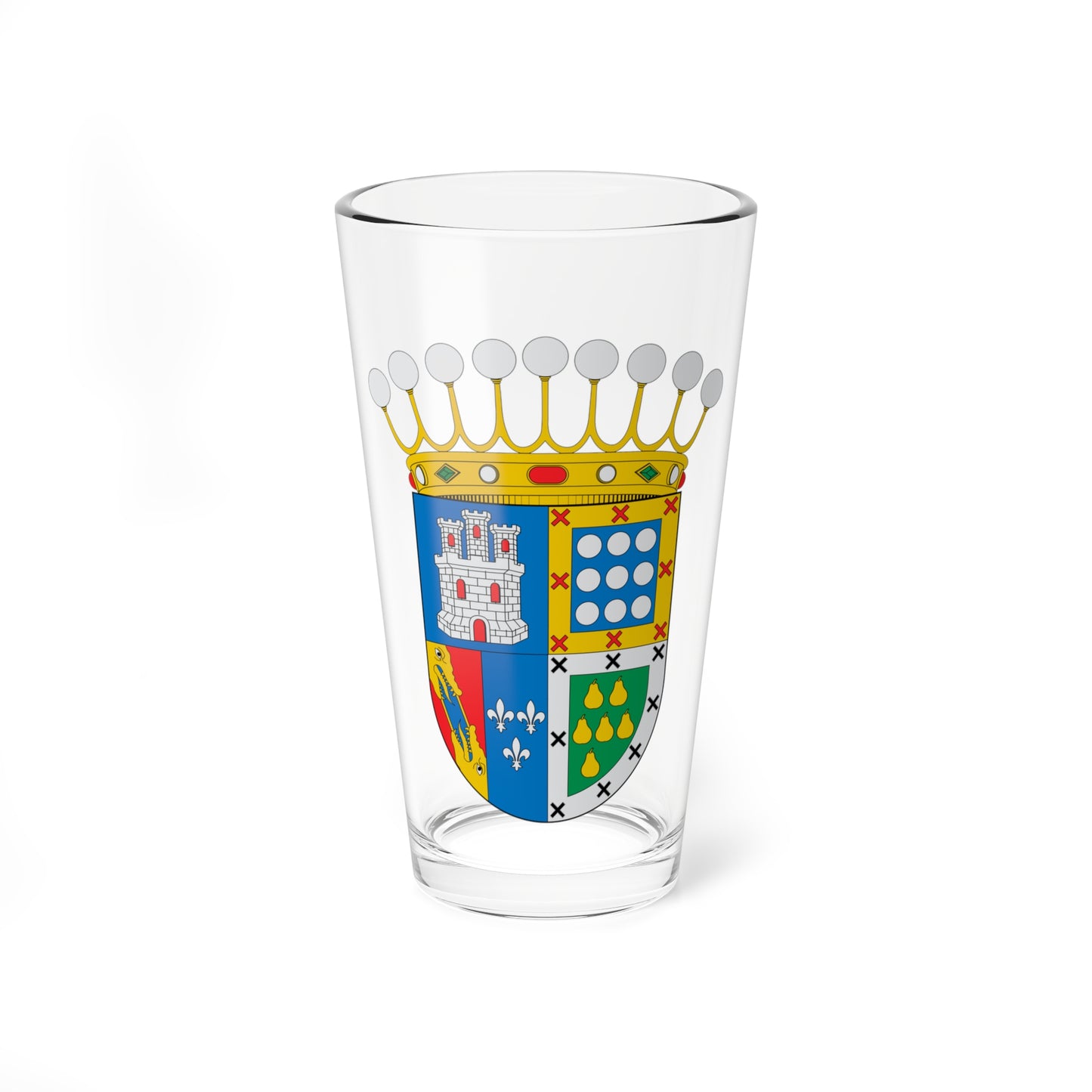 Escudo de los condes de la Puebla de Valverde (Spain) (Coat of Arms) Pint Glass 16oz
