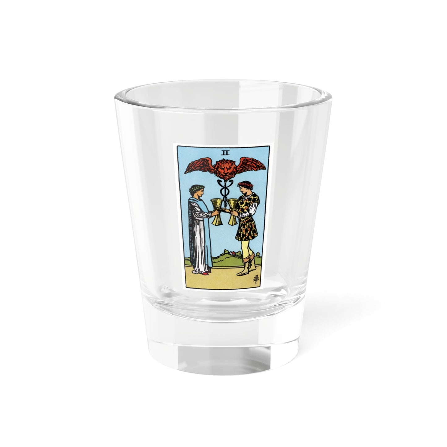 The 2 of Cups (Tarot Card) Shot Glass 1.5oz-1.5oz-Go Mug Yourself