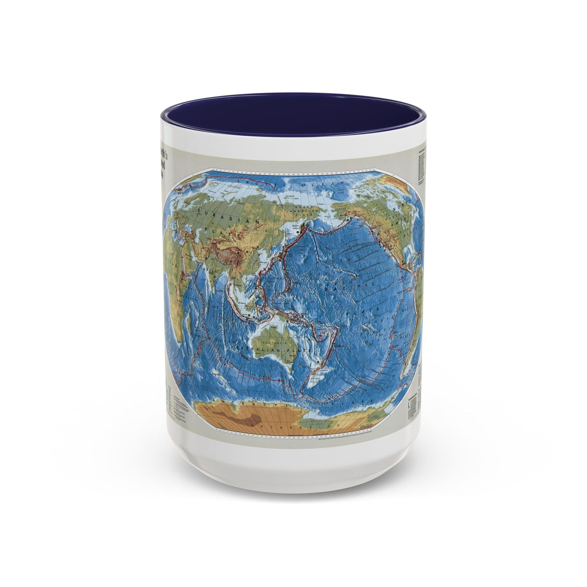 World Map - Tectonic Plates (1999) (Map) Accent Coffee Mug