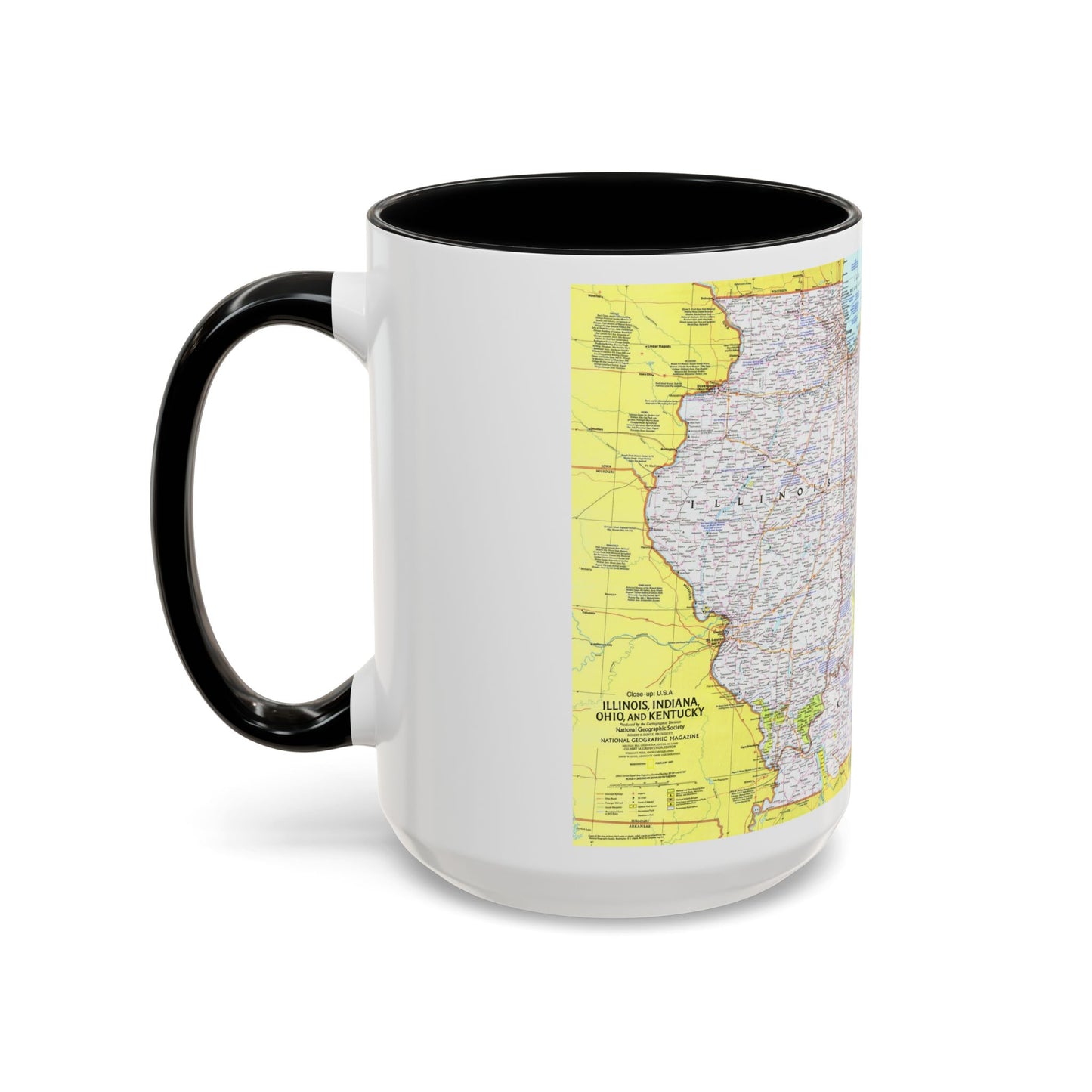 États-Unis - Illinois, Indiana, Ohio, Kentucky 1 (1977) (Carte) Tasse à café décorative