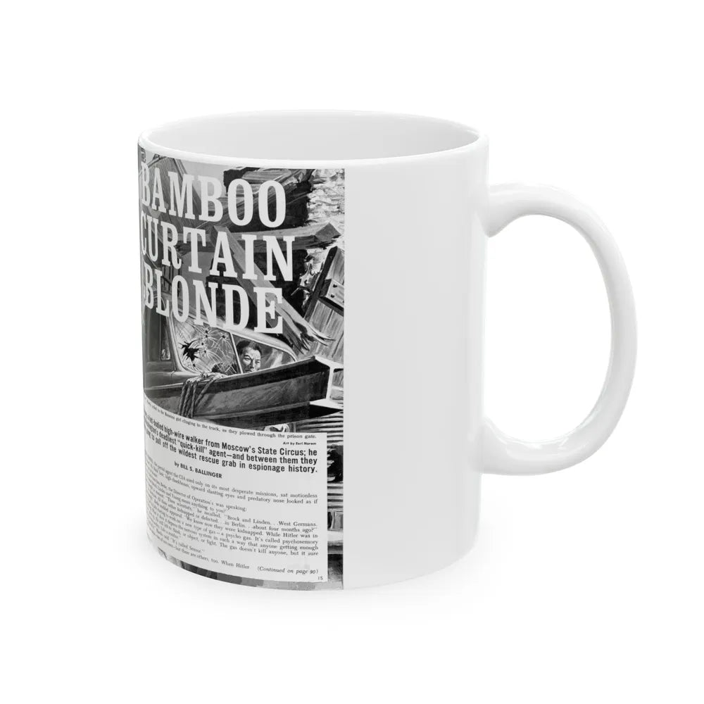 Bamboo Curtain Blonde, For Men Only, February 1966 - White Coffee Mug-Go Mug Yourself