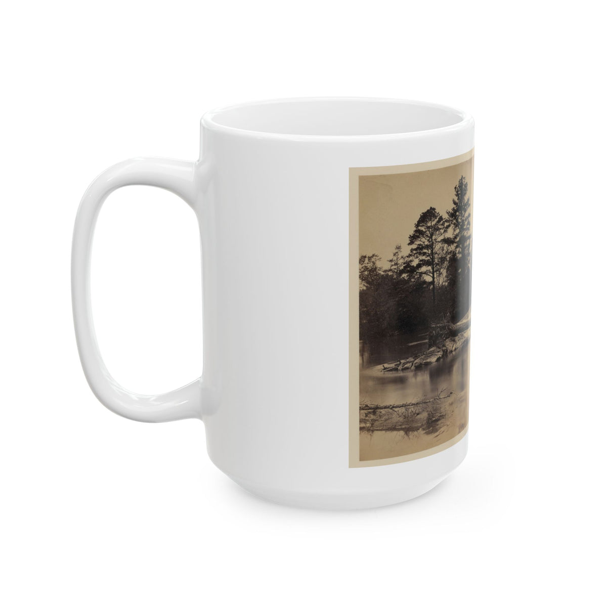 Fallen Tree Across Hazel River, Virginia (U.S. Civil War) White Coffee Mug